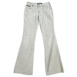 Lei Jeans Womens Size 1 Tan Corduroy Flare Bootcut Leg Mid Rise 100% Cotton Y2K